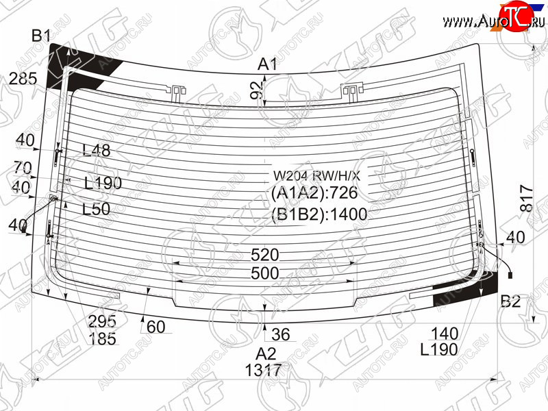 Стекло заднее (Цвет зеленый Обогрев Антенна) Mercedes-Benz C-Class 07-15 W204 RW/H/X