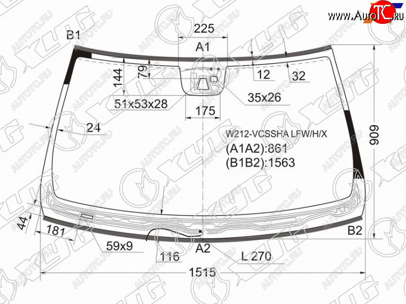 Стекло лобовое (Обогрев щеток Одна камера Датчик дождя Молдинг) Mercedes-Benz E-Class 09-13 W212-VCSSHA LFW/H/X