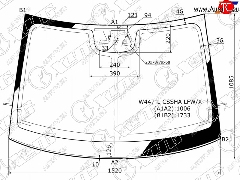 Стекло лобовое (Антенна Камера Датчик дождя Молдинг) Mercedes-Benz V-Class 14-20  Vito 14-20 W447-L-CSSHA LFW/X