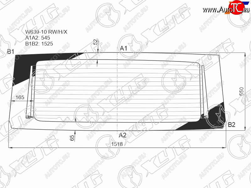 Стекло заднее (Цвет зеленый Обогрев) Mercedes-Benz Viano 10-14  Vito 10-14 W639-10 RW/H/X