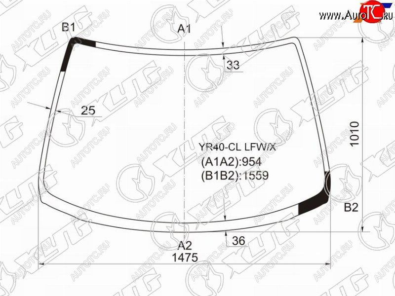 Стекло лобовое Toyota Lite Ace 96-07  Lite Ace Noah 96-01  Town Ace 96-08  Town Ace Noah 96-01 YR40-CL LFW/X