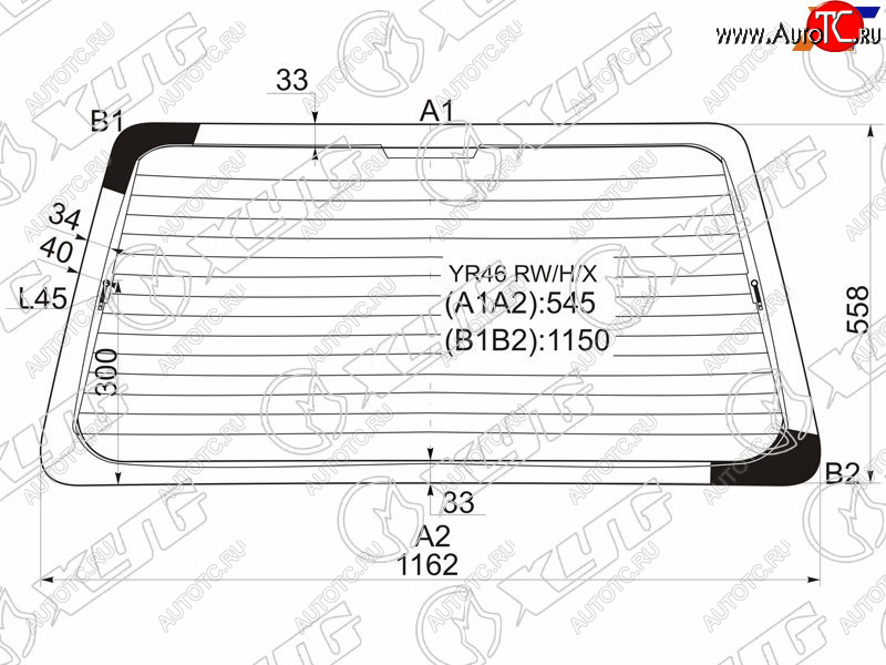 Стекло заднее (Цвет зеленый Обогрев) Toyota Lite Ace 96-07  Lite Ace Noah 96-01  Town Ace 96-08  YR46 RW/H/X