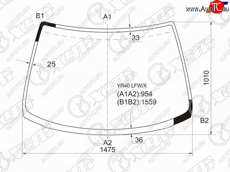 Стекло лобовое Toyota Lite Ace 96-07  Lite Ace Noah 96-01  Town Ace 96-08  Town Ace Noah 96-01 YR40 LFW/X