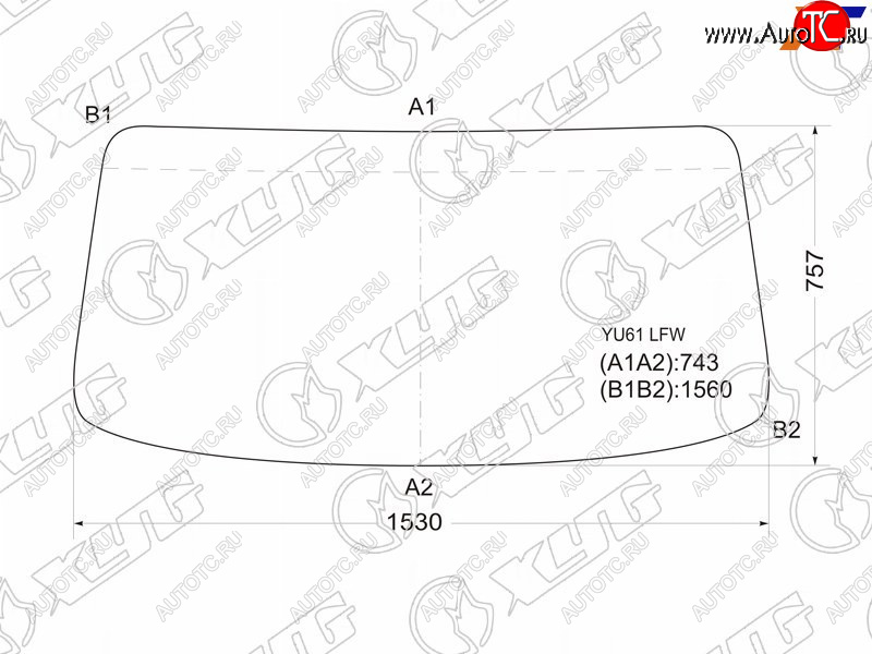 Стекло лобовое Hino 300 07-  Dutro 02-11  Toyota Dyna 99-11  ToyoAce 99-16 YU61 LFW