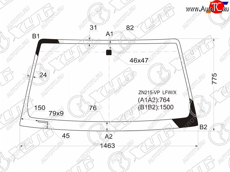 Стекло лобовое Toyota Hilux Pick Up 04-15  4Runner 02-09  Fortuner 04-15  Hilux Surf 02-09 ZN215-VP LFW/X