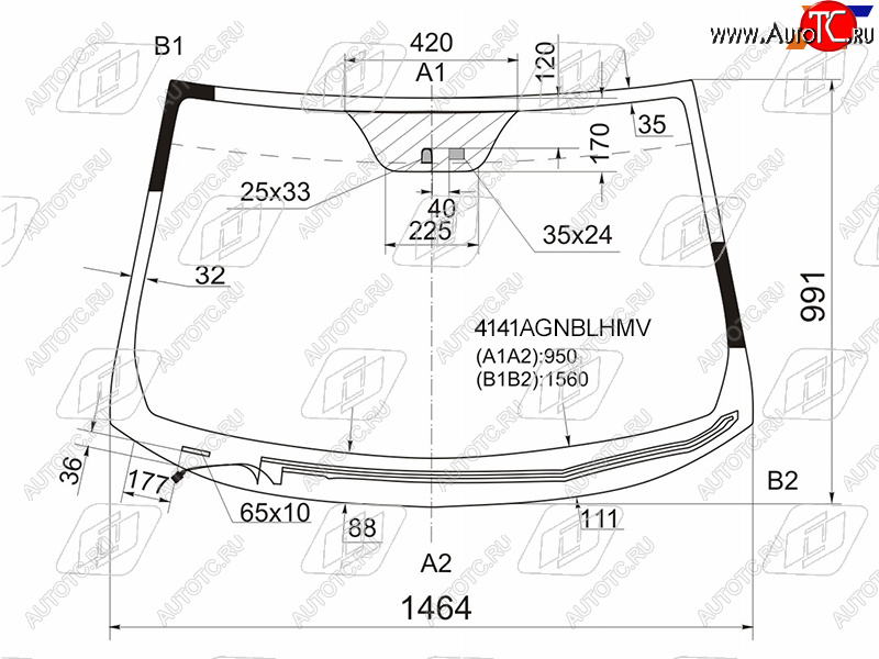 Стекло лобовое (Обогрев щеток Датчик дождя) Hyundai ix35 09-15  Tucson 09-15 4141AGNBLHMV