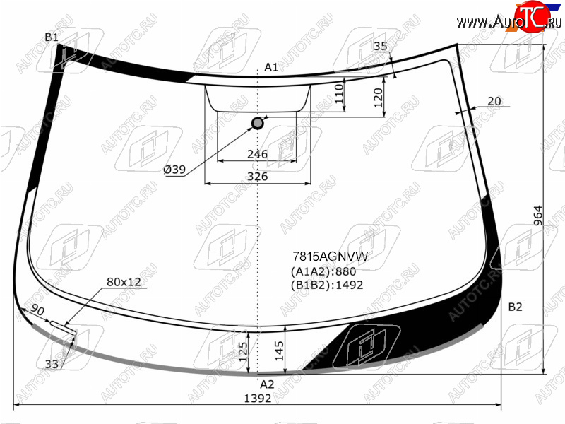 Стекло лобовое (Молдинг) Skoda Rapid 12-20  Volkswagen Polo 20-22  Jetta VA3 19-  SEAT Toledo 12- 7815AGNVW