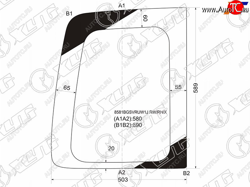 Стекло заднее (Цвет зеленый) Volkswagen Caddy 03-20 8581BGSVRUW1J RW/RH/X