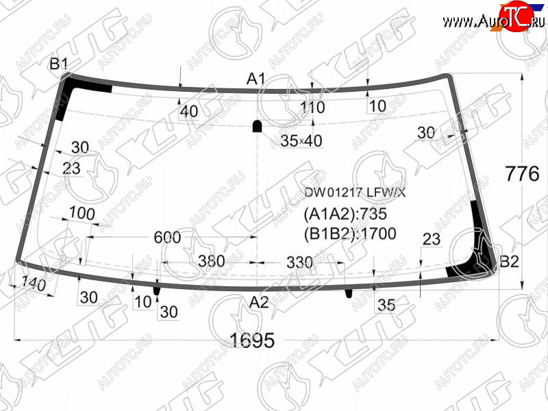 Стекло лобовое (Молдинг) Chevrolet Tahoe 95-07  Cadillac Escalade 99-06  Chevrolet Avalanche 03-06 DW01217 LFW/X