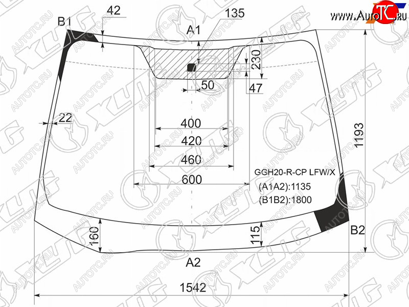 Стекло лобовое Toyota Alphard (H20) 08-15 GGH20-R-CP LFW/X