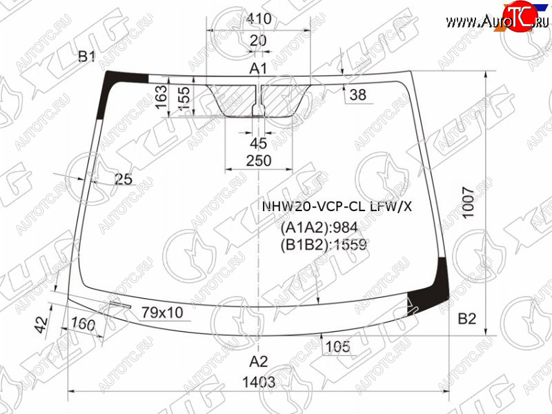 Стекло лобовое Toyota Prius (NHW20) 03-11 NHW20-VCP-CL LFW/X