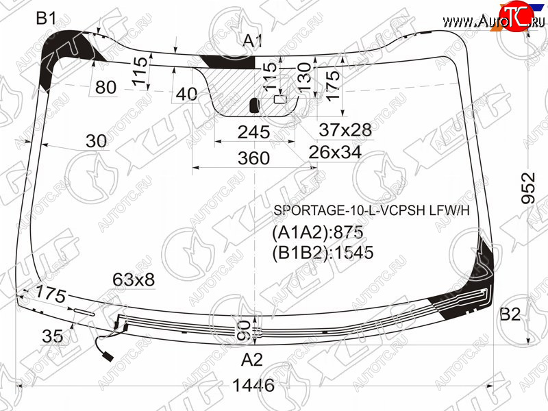 Стекло лобовое (Обогрев щеток Датчик дождя) Kia Sportage 10-16 SPORTAGE-10-L-VCPSH LFW/H/X