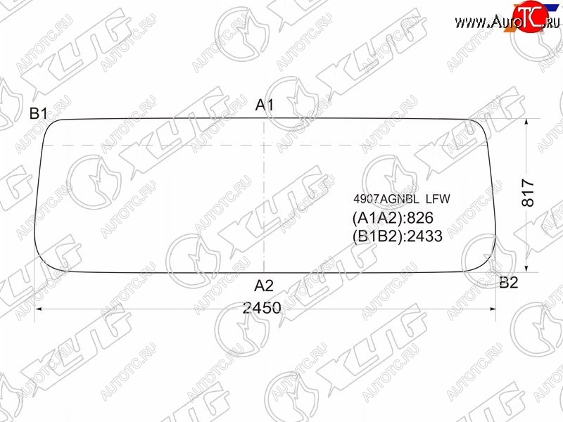 Стекло лобовое Man F-Series 86-95  Shaanxi Shacman 06-  Shacman F2000 06-  F3000 12-  X3000 19- 4907AGNBL LFW