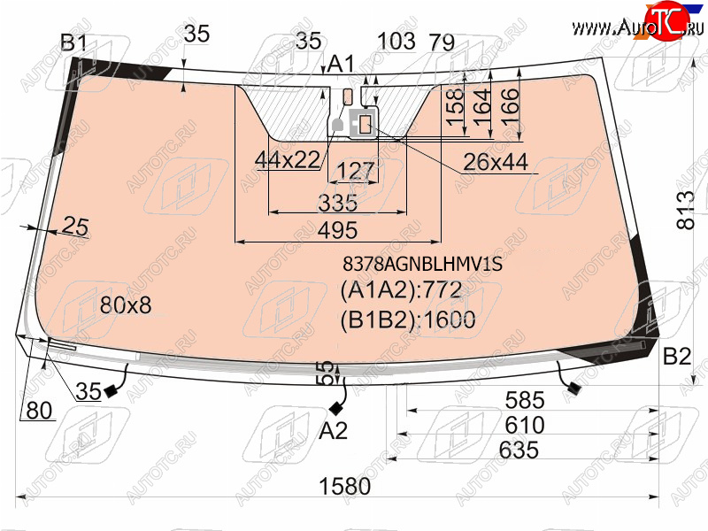 Стекло лобовое (Обогрев полный Датчик дождя) Toyota Land Cruiser (J200) 07-15  Lexus LX 07-15 8378AGNBLHMV1S