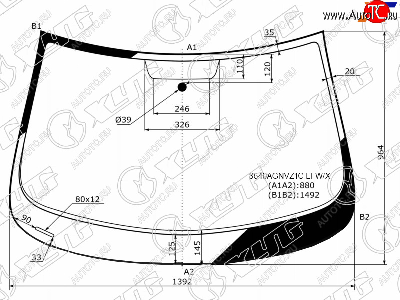 Стекло лобовое Skoda Rapid 12-20  Volkswagen Polo 20-22  Jetta VA3 19-  SEAT Toledo 12-19 8640AGNVZ1C LFW/X