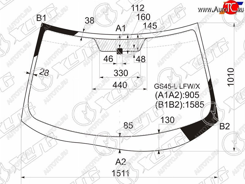 Стекло лобовое Mitsubishi Outlander 05-12  Citroen C-Crosser 07-12  Peugeot 4007 07-14 GS45-L LFW/X