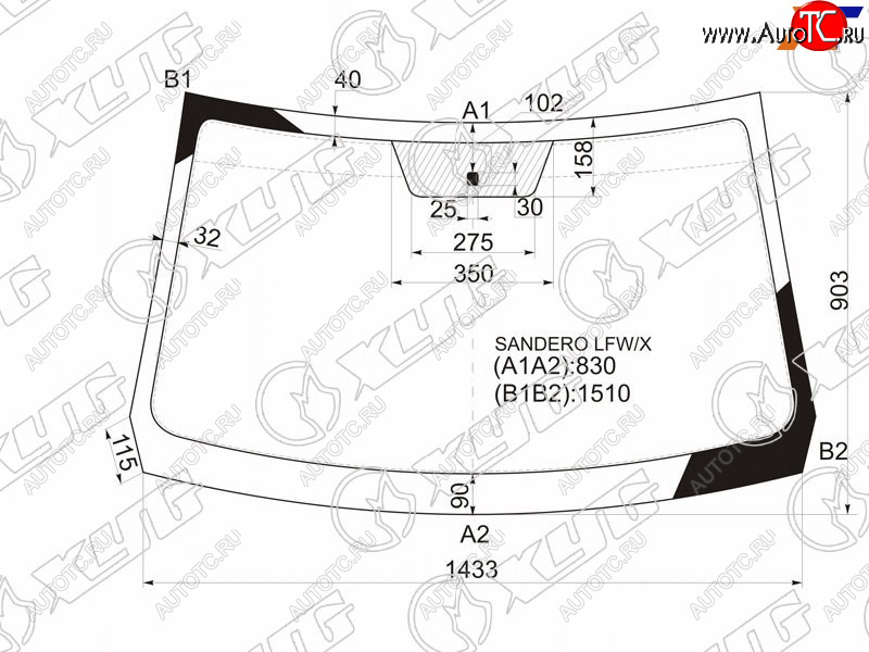 Стекло лобовое Nissan Terrano 14-22  Renault Duster 10-21  Sandero 09-14  Dacia Duster 10-17  Sa SANDERO LFW/X