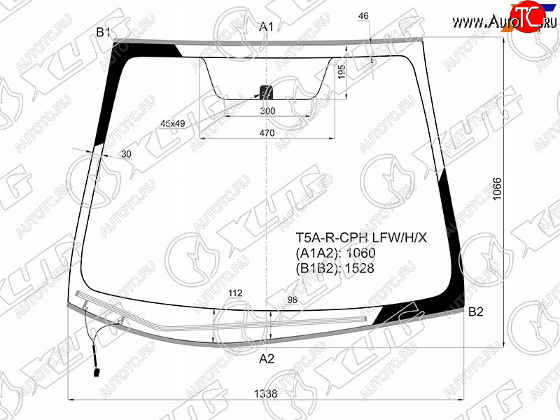 Стекло лобовое (Обогрев щеток Молдинг) Honda Fit 13-20                                              T5A-R-CPH LFW/H/X