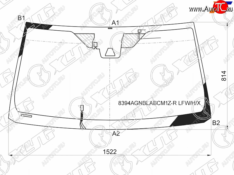 Стекло лобовое (Обогрев щеток Антенна Камера Датчик дождя) Toyota Land Cruiser Prado (J150) 17-20 8394AGNBLABCM1Z-R LFW/H/X