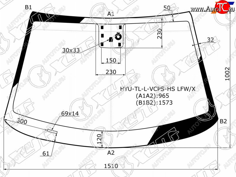 Стекло лобовое (Датчик дождя Место под датчик запотевания) Hyundai Tucson 15-21 HYU-TL-L-VCPS-HS LFW/X