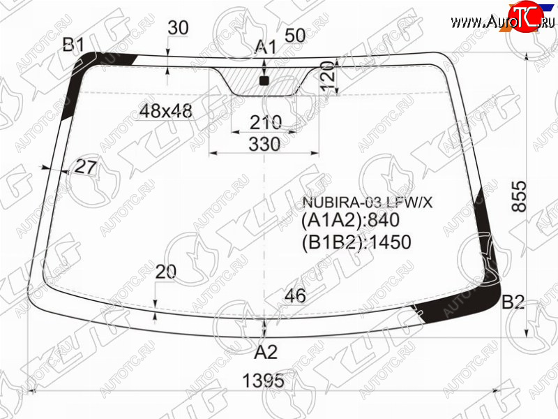 Стекло лобовое Chevrolet Lacetti 04-13  Daewoo Lacetti 04-09  Chevrolet Nubira 04-13  Optra 04-13 NUBIRA-03 LFW/X