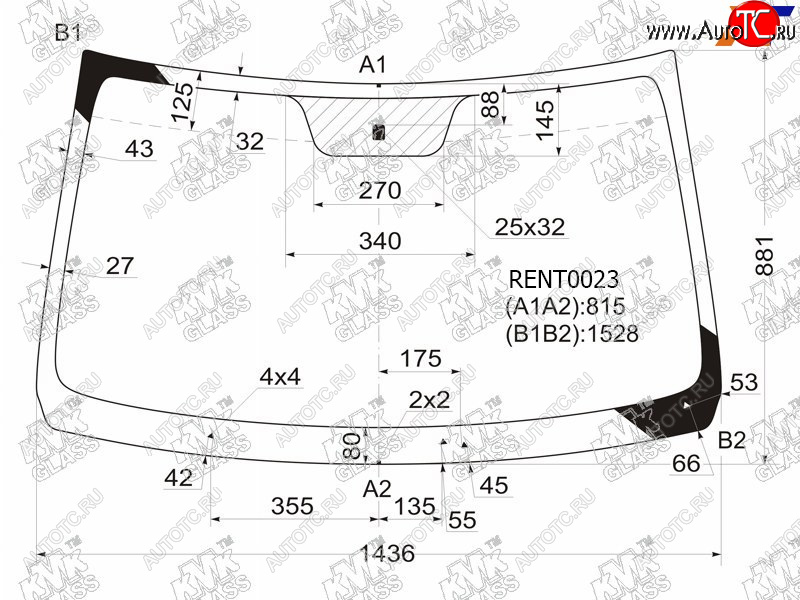 Стекло лобовое Renault Logan 04-16 / Dacia Logan 04-08 / Logan Mcv 08-12 / LADA Largus 12-21 KMK RENT0023, rent0023 RENT0023