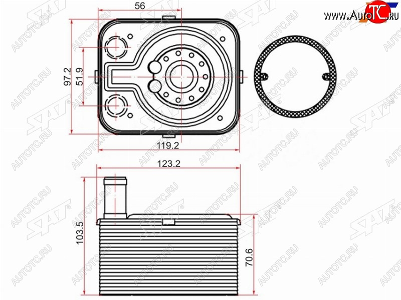 Радиатор масляный AUDI A3 03-/A4 00-/A5 07-/Q7 07-/SKODA FABIA 99-/OCTAVIA 04-/VOLKSWAGEN GOLF 03-/P SAT ST-038117021B, st038117021b ST-038117021B