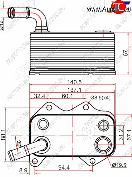 Радиатор масляный AUDI A1 10-A3 03-A4 00-SKODA OCTAVIA 04-VOLKSWAGEN GOLF 03-PASSAT 05-TOURAN ST-06D117021C