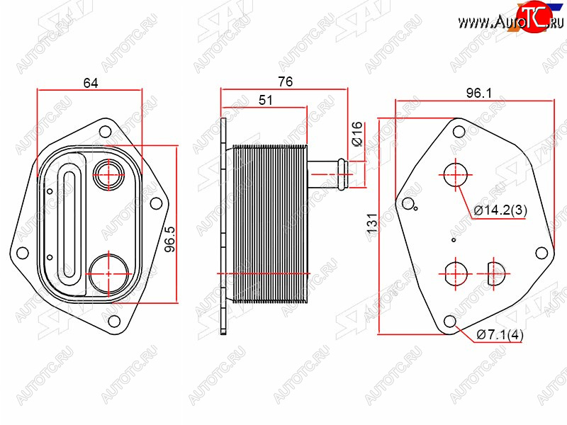 Радиатор масляный HYUNDAI ELANTRA 06-10/GETZ 02-/I30 07-/KIA CEED 07-12/CERATO 04-/RIO 05-10 SAT ST-26410-2A150, st264102a150 ST-26410-2A150