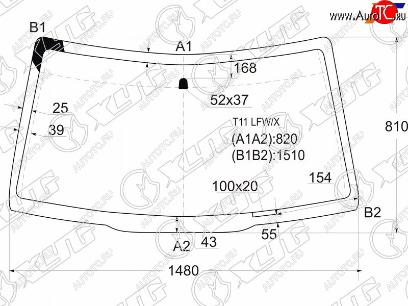 Стекло лобовое Chery Tiggo T11 05-13  Vortex Tingo 10-14 T11 LFW/X