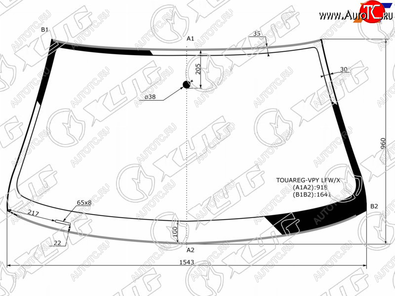 Стекло лобовое (Молдинг) Volkswagen Touareg 02-10  Porsche Cayenne 02-10 TOUAREG-VPY LFW/X