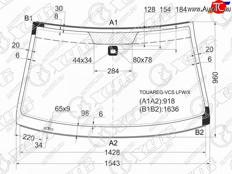 Стекло лобовое (Датчик дождя Молдинг) Volkswagen Touareg 02-10  Porsche Cayenne 02-10 TOUAREG-VCS LFW/X