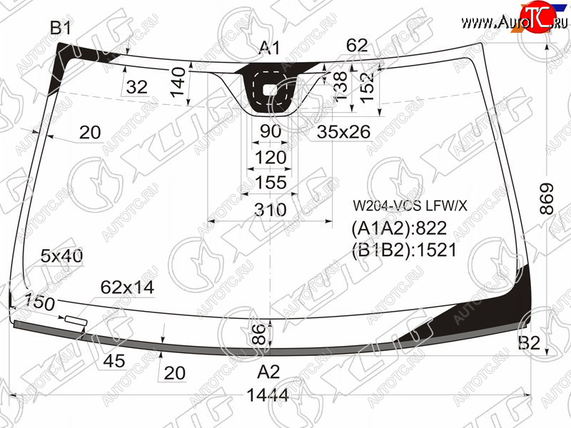 Стекло лобовое (Датчик дождя Молдинг 4D SED5D WGN) Mercedes-Benz C-Class 07-15 W204-VCS LFW/X