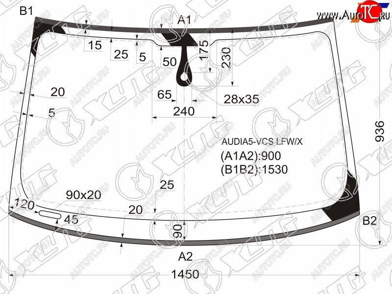 Стекло лобовое (Датчик дождя Молдинг) Audi A5 07-11  S5 07-11 AUDIA5-VCS LFW/X