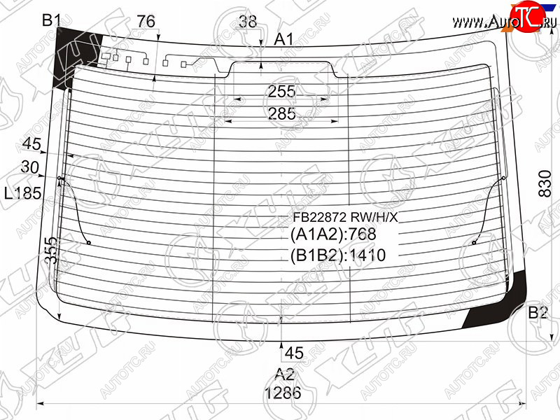 Стекло заднее (Цвет зеленый Обогрев Антенна) Volkswagen Passat 05-15 FB22872 RW/H/X