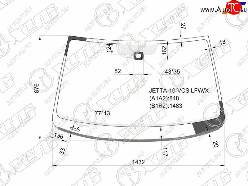 Стекло лобовое (Датчик дождя Молдинг для Европейского рынка) Volkswagen Jetta 10-19                JETTA-10-VCS LFW/X