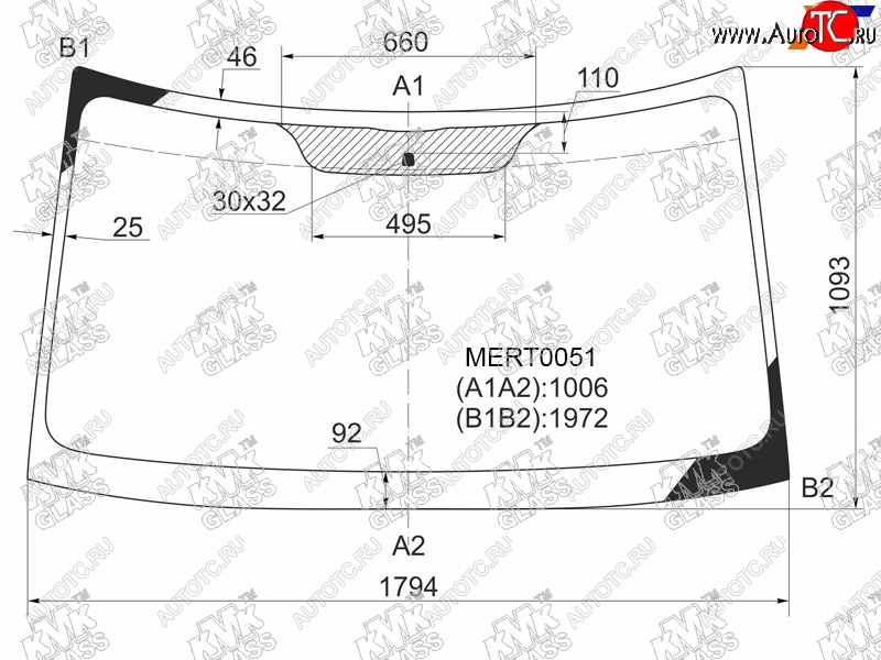 Стекло лобовое Mercedes-Benz Sprinter 06-18 / Volkswagen Crafter 06-16 KMK MERT0051, mert0051 MERT0051