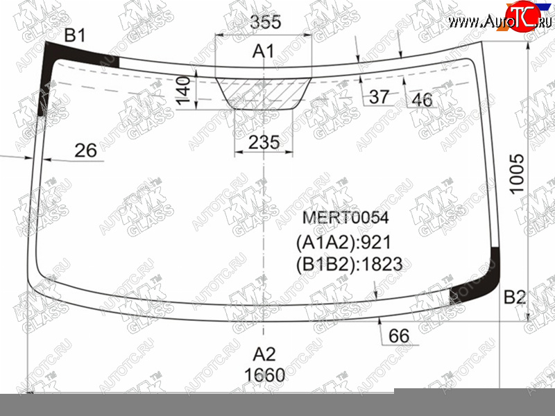 Стекло лобовое (Высокая крыша) Mercedes-Benz Sprinter 95-06 / Sprinter classic RUS 13-18 / Volkswage KMK MERT0054, mert0054 MERT0054