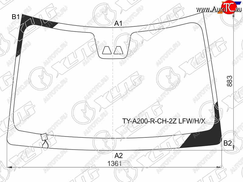 Стекло лобовое с обогревом щеток + 2 камеры TOYOTA RAIZE 19-  DAIHATSU ROCKY 19-                    TY-A200-R-CH-2Z LFW/H/X