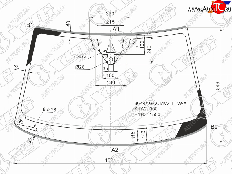 Стекло лобовое (Камера Датчик дождя Молдинг) Audi A6 18-22 8644AGACMVZ LFW/X