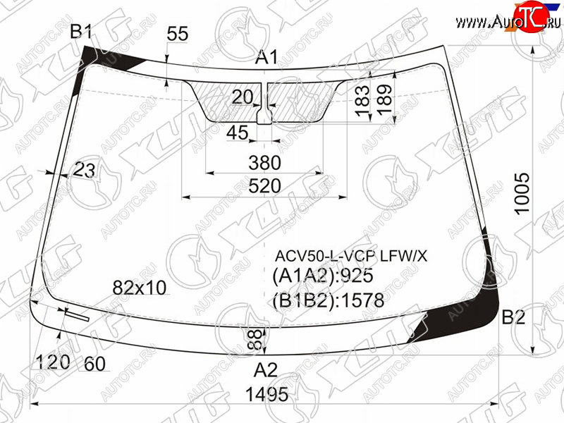 Стекло лобовое Toyota Camry (XV50) 11-18  Aurion 12-15  Camry UAEUSA 11-17 ACV50-L-VCP LFW/X