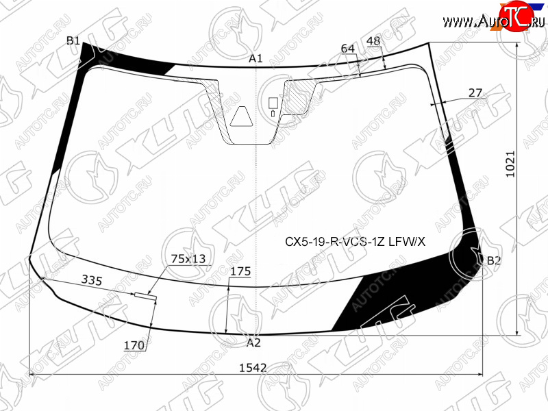 Стекло лобовое (Камера Датчик дождя) Mazda CX-5 16-  CX-8 17- CX5-19-R-VCS-1Z LFW/X