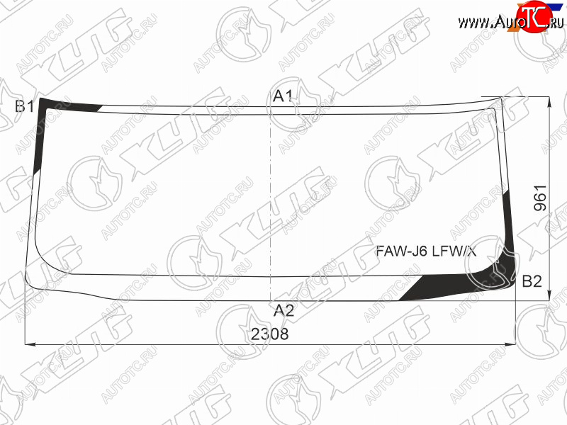 Стекло лобовое FAW J6P (CA3250) 08-  J6P (CA3310) 17- FAW-J6 LFW/X