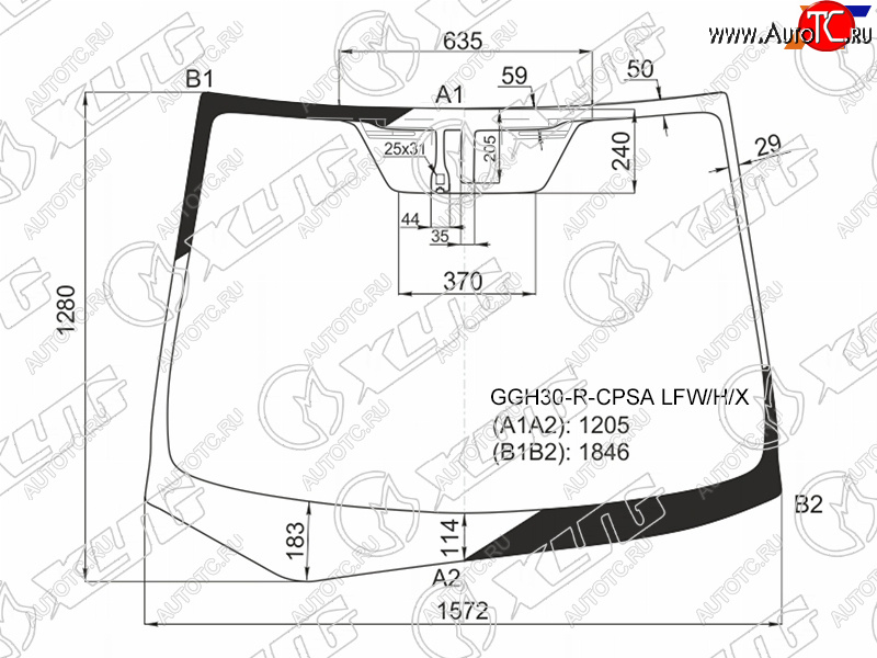 Стекло лобовое (Антенна Датчик дождя) Toyota Alphard (H30) 15-23                                    GGH30-R-CPSA LFW/H/X