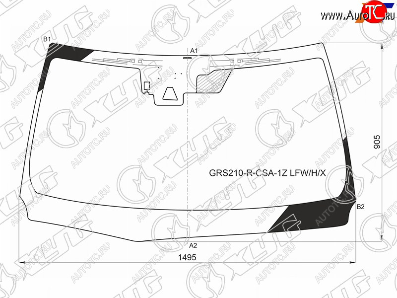 Стекло лобовое (Антенна Камера Датчик дождя) Toyota Crown 15-18 GRS210-R-CSA-1Z LFW/H/X