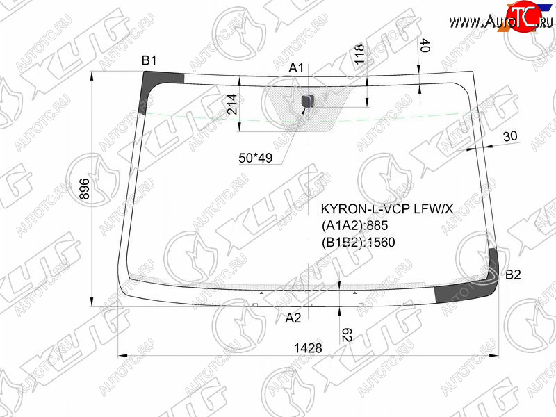 Стекло лобовое SsangYong Actyon 05-10  Actyon Sports 06-16  Kyron 05-16  Nomad 13-17 KYRON-L-VCP LFW/X