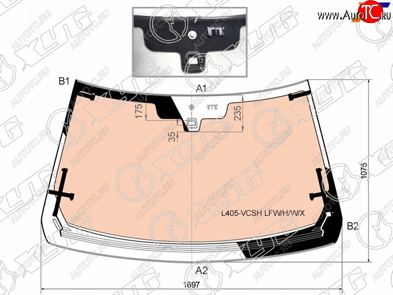 Стекло лобовое (Обогрев полный Датчик дождя Молдинг) Land Rover Range Rover 12-22 L405-VCSH LFW/H/W/X