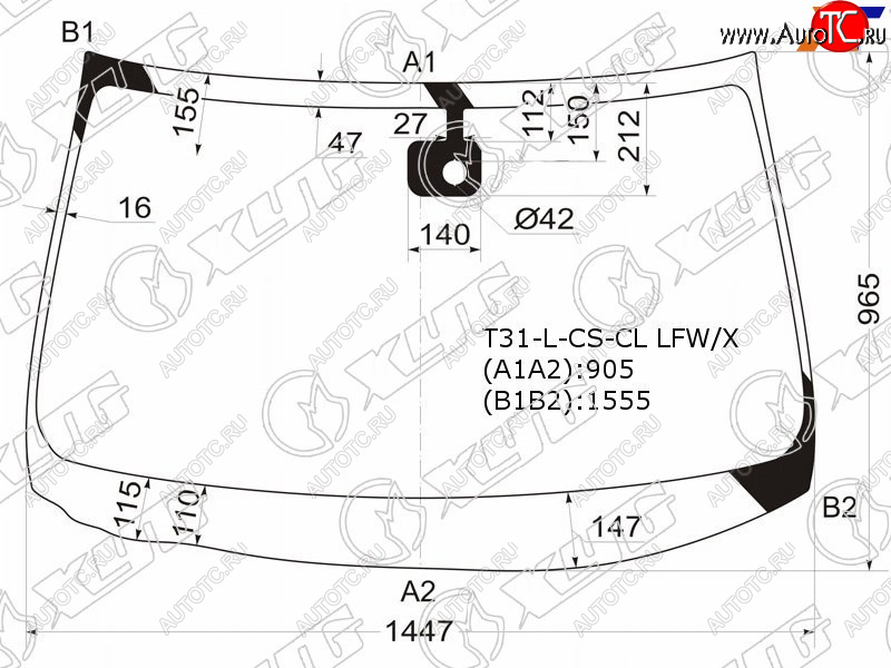 Стекло лобовое (Датчик дождя) Nissan X-Trail 07-11 T31-L-CS-CL LFW/X