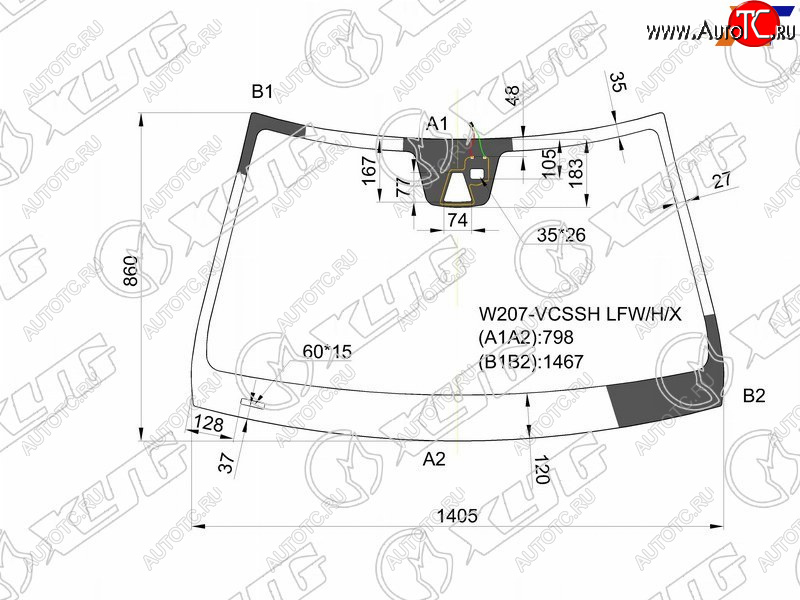 Стекло лобовое (Камера Датчик дождя 2D CPE) Mercedes-Benz C-Class 11-15  E-Class 09-13 W207-VCSSH LFW/H/X