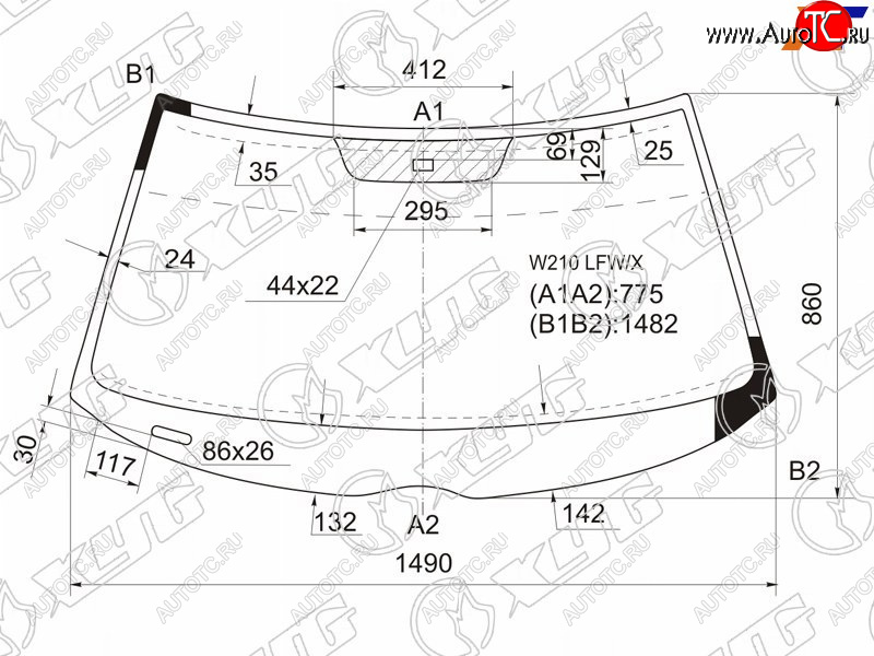 Стекло лобовое (Датчик дождя) Mercedes-Benz E-Class 95-03 W210 LFW/X